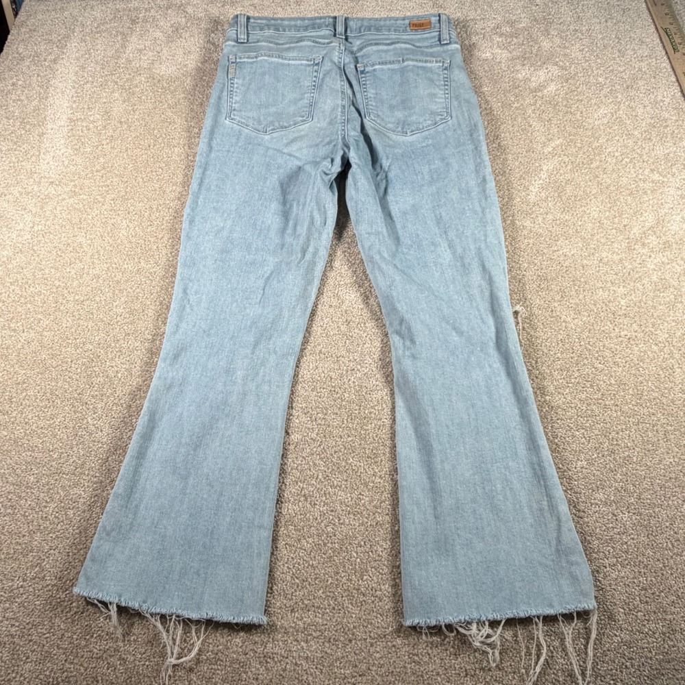 Paige Rory Crop Flare Jeans Women Size 30 Light Wash Distressed Raw Hem READ - Picture 2 of 11